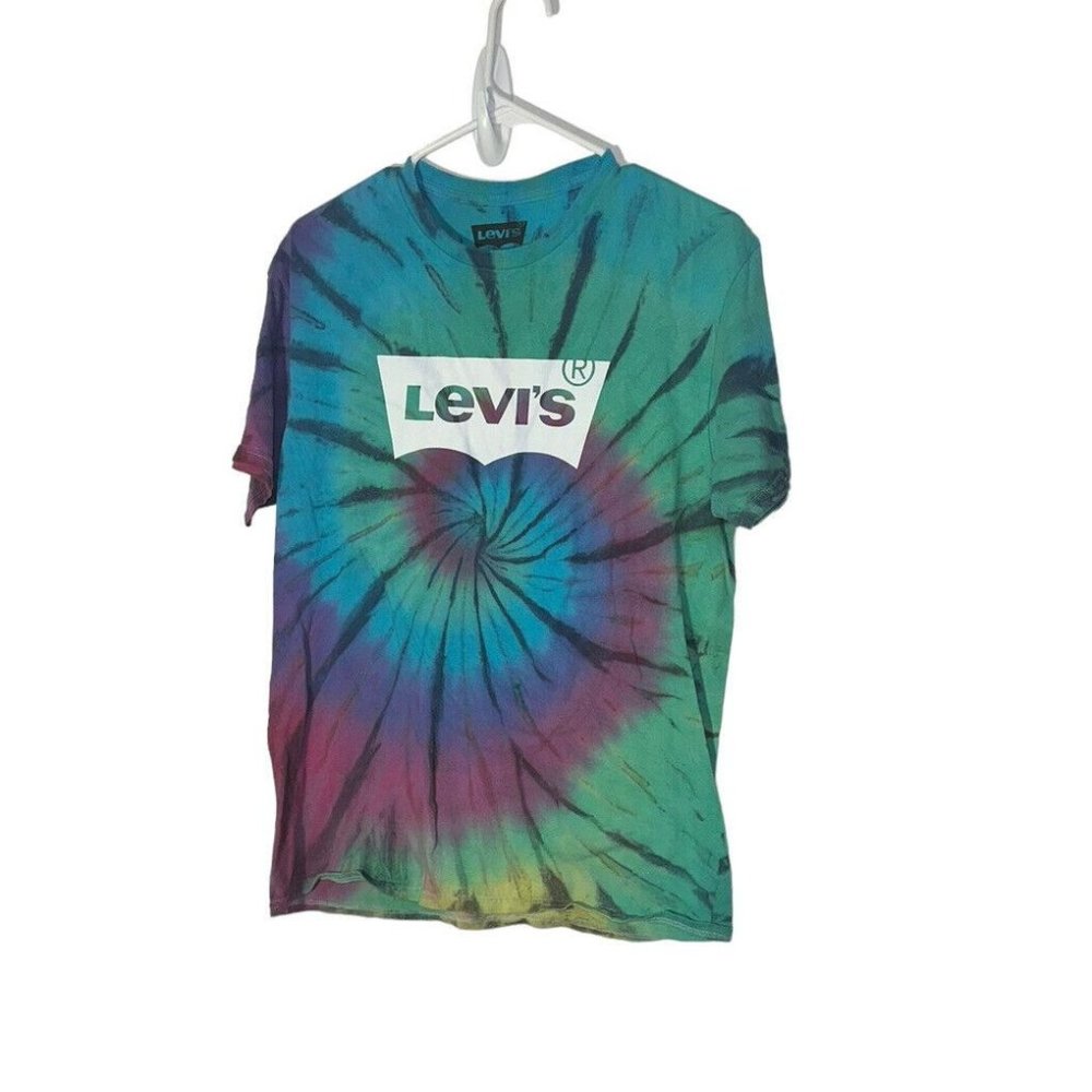 Levi’s Mens Tie Dye T Shirt Size Medium Blue Purple Pink Short Sleeve